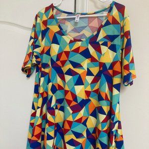 LuLaRoe Colorful Geometric Print Tunic Tee Size L